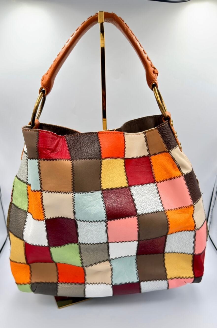 Vintage Stella & Max Multicolor Patchwork Leather Tote Bohemian Bag Y2K